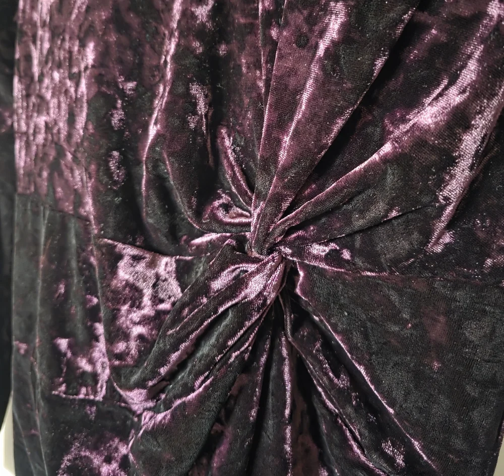 Guess Deep Purple Ruched V-NECK  Long‎ Sleeve Dress Sz 10